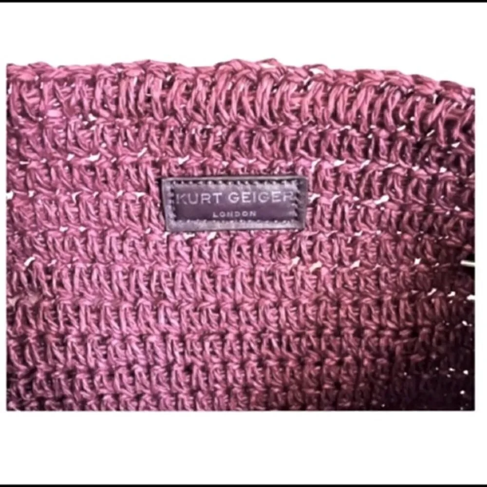 Kurt Geiger London Chelsea Raffia Tote, Shopper Hobo Bag,Deep Purple ,Eagle Head